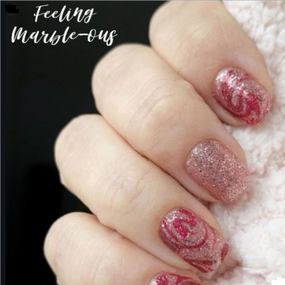 *Retired* Color Street: Feeling Marble-ous | Pink Swirls Glitter Sparkle Pastel - Picture 7 of 12